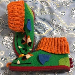 Garnet Hill Boiled Wool Dragon Slippers